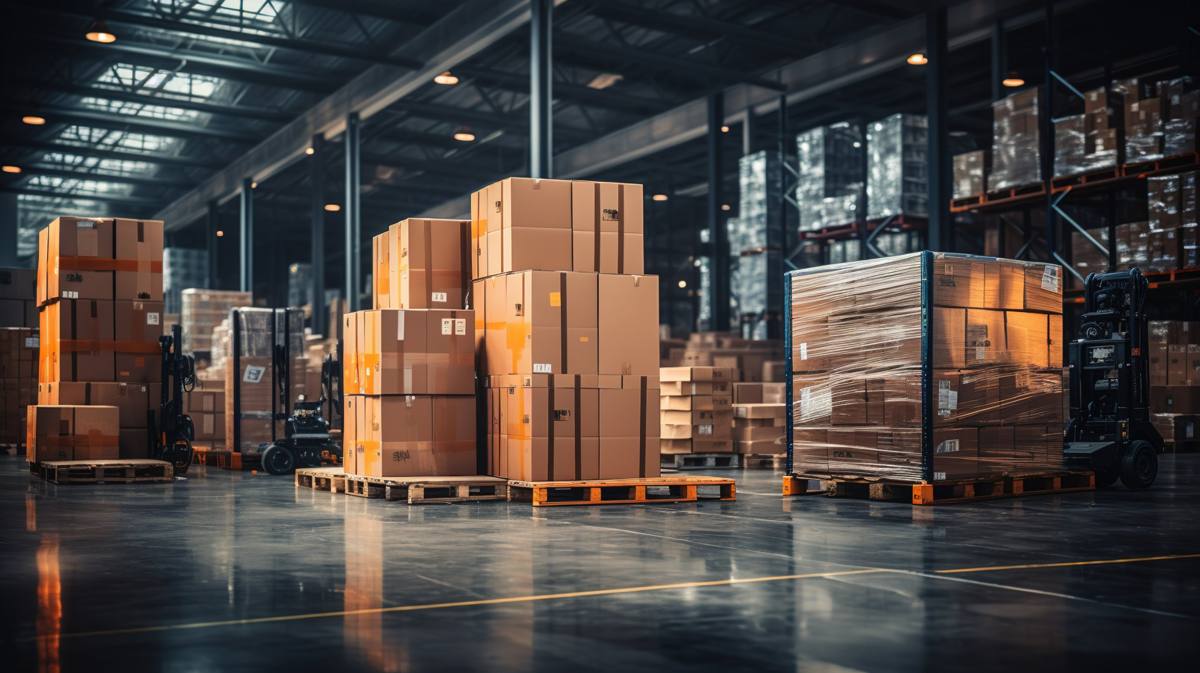 Warehouse with goods ready for shipment