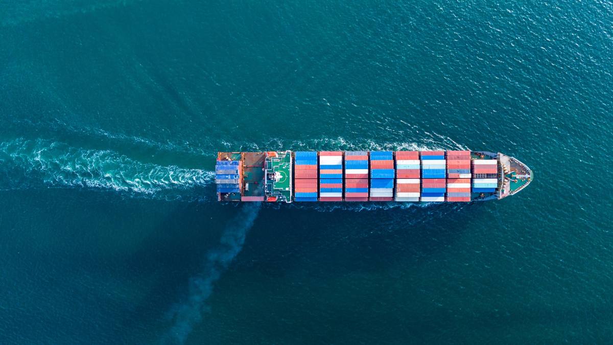 Container ship at sea